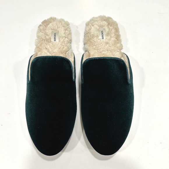 Birdies Shoes - BIRDIES Phoebe Faux Fur Velvet Mule Slide Emerald Green Size 10